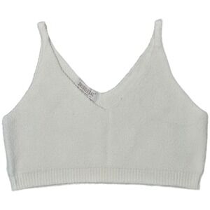 Snuggle Sac Knit Crop Top Womens Size L Sleeveless V Neck Fuzzy‎ Soft Comfy (T)